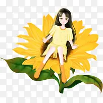 手绘卡通秋天向日葵女孩-空若网 手绘卡通秋天向日葵女孩-空若网