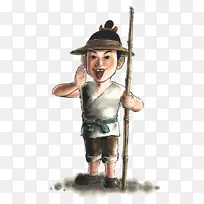 手绘卡通水浒英雄阮小七-空若网 手绘卡通水浒英雄阮小七-空若网