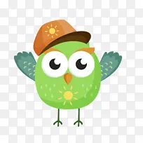 绿色戴帽子可爱猫头鹰-空若网 绿色戴帽子可爱猫头鹰-空若网