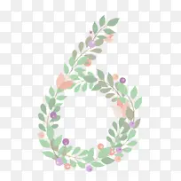 植物绿叶花朵数字6-空若网 植物绿叶花朵数字6-空若网