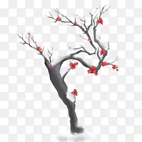 手绘雪中梅花树元素-空若网 手绘雪中梅花树元素-空若网
