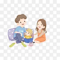 手绘卡通一家人三口-空若网 手绘卡通一家人三口-空若网