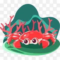 海底的螃蟹插画元素-空若网 海底的螃蟹插画元素-空若网