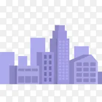 二维卡通蓝色楼房-空若网 二维卡通蓝色楼房-空若网