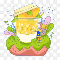 唯美夏季果汁插画元素-空若网 唯美夏季果汁插画元素-空若网