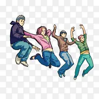 跳跃庆祝毕业卡通插画-空若网 跳跃庆祝毕业卡通插画-空若网