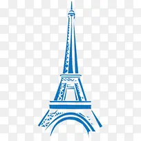 蓝色手绘铁塔-空若网 蓝色手绘铁塔-空若网