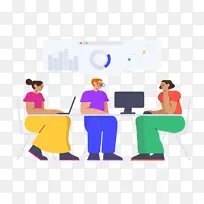 扁平插画人物数据分析-空若网 扁平插画人物数据分析-空若网