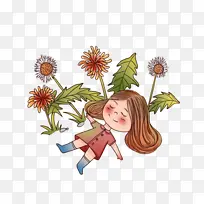 蒲公英女孩插画-空若网 蒲公英女孩插画-空若网