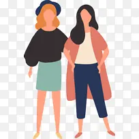 扁平化UI时尚女性二人-空若网 扁平化UI时尚女性二人-空若网