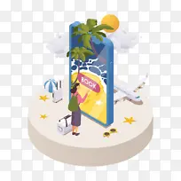 手机旅行插画元素-空若网 手机旅行插画元素-空若网