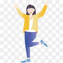 插画扁平化开心举手女生-空若网 插画扁平化开心举手女生-空若网