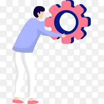 扁平化UI人物插画齿轮-空若网 扁平化UI人物插画齿轮-空若网
