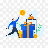 手绘礼物金币元素-空若网 手绘礼物金币元素-空若网