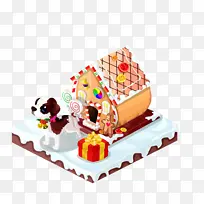 圣诞节圣诞小屋卡通手绘-空若网 圣诞节圣诞小屋卡通手绘-空若网