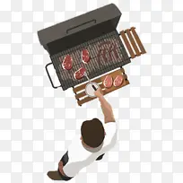 卡通手绘男人烧烤-空若网 卡通手绘男人烧烤-空若网