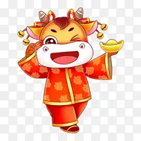 喜庆的牛插画-空若网 喜庆的牛插画-空若网