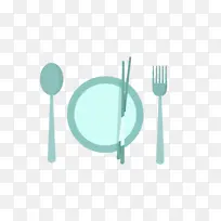 蓝色刀叉餐具矢量图-空若网 蓝色刀叉餐具矢量图-空若网