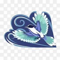 蓝色飞翔的喜鹊插画-空若网 蓝色飞翔的喜鹊插画-空若网