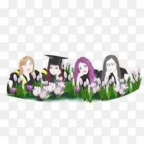 学生毕业合影插画素材-空若网 学生毕业合影插画素材-空若网