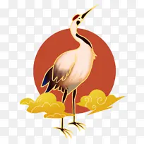 国风插画丹顶鹤-空若网 国风插画丹顶鹤-空若网