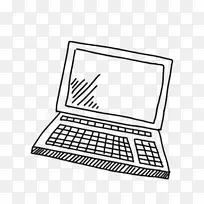 手绘黑白线描笔记本电脑图-空若网 手绘黑白线描笔记本电脑图-空若网