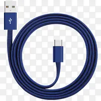 蓝色编织Type—C数据线-空若网 蓝色编织Type—C数据线-空若网