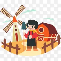秋天农场风光插画-空若网 秋天农场风光插画-空若网
