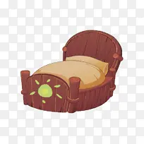 手绘木制褐色卡通床-空若网 手绘木制褐色卡通床-空若网