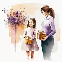 水彩画-水彩抽象女儿礼物妈妈-空若网 水彩画-水彩抽象女儿礼物妈妈-空若网