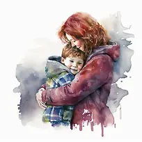 水彩画-水彩画母亲儿子水彩画母亲节-空若网 水彩画-水彩画母亲儿子水彩画母亲节-空若网