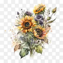 水彩向日葵花束-水彩向日葵花束向日葵花束-空若网 水彩向日葵花束-水彩向日葵花束向日葵花束-空若网