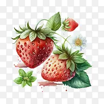水彩画两个草莓-水彩画两个草莓水彩画草莓-空若网 水彩画两个草莓-水彩画两个草莓水彩画草莓-空若网