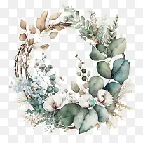 水彩桉树-水彩桉树简单花环桉树花环-空若网 水彩桉树-水彩桉树简单花环桉树花环-空若网