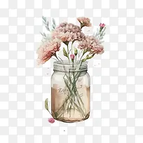 水彩康乃馨-水彩康乃馨玻璃罐-空若网 水彩康乃馨-水彩康乃馨玻璃罐-空若网