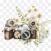 水彩雏菊-水彩雏菊手绘雏菊雏菊花束相机-空若网 水彩雏菊-水彩雏菊手绘雏菊雏菊花束相机-空若网