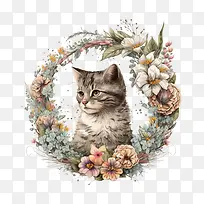 可爱的猫-花环-空若网 可爱的猫-花环-空若网