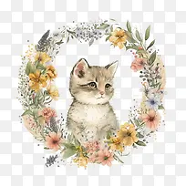 可爱的猫-花环-空若网 可爱的猫-花环-空若网