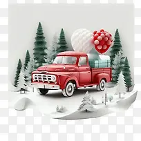 3d卡车-3d卡车纸艺术卡车红色卡车经典皮卡车-空若网 3d卡车-3d卡车纸艺术卡车红色卡车经典皮卡车-空若网