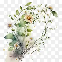 水彩雏菊-水彩雏菊水彩藤蔓-空若网 水彩雏菊-水彩雏菊水彩藤蔓-空若网