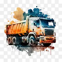 重型卡车-重型卡车水彩卡车-空若网 重型卡车-重型卡车水彩卡车-空若网