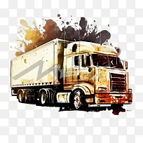 重型卡车-重型卡车水彩卡车-空若网 重型卡车-重型卡车水彩卡车-空若网