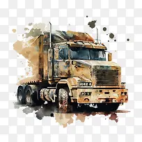 重型卡车-重型卡车水彩卡车-空若网 重型卡车-重型卡车水彩卡车-空若网