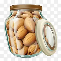 玻璃罐中的杏仁—健康食品-空若网 玻璃罐中的杏仁—健康食品-空若网