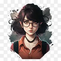 卡通女孩-眼镜-空若网 卡通女孩-眼镜-空若网