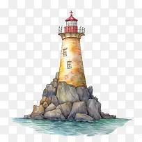 水彩灯塔-水彩灯塔灯塔手绘灯塔-空若网 水彩灯塔-水彩灯塔灯塔手绘灯塔-空若网
