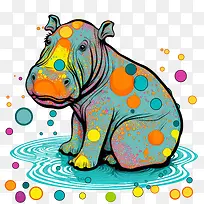 河马-河马波普艺术河马可爱俏皮多彩-空若网 河马-河马波普艺术河马可爱俏皮多彩-空若网