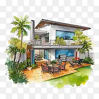 水彩烧烤-水彩烧烤烧烤烧烤水彩现代房子-空若网 水彩烧烤-水彩烧烤烧烤烧烤水彩现代房子-空若网