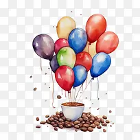 水彩咖啡豆-水彩气球-空若网 水彩咖啡豆-水彩气球-空若网