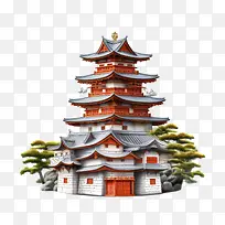 日本城堡-日本城堡宝塔东方建筑木结构对称设计-空若网 日本城堡-日本城堡宝塔东方建筑木结构对称设计-空若网